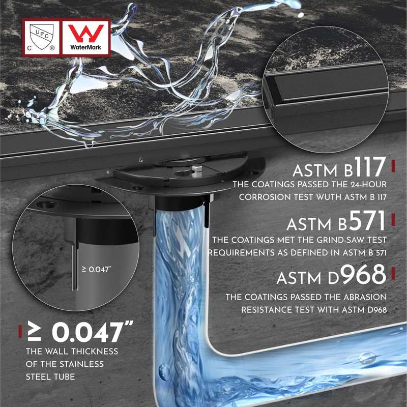 WEBANG 12 Inch Linear Shower Drain Rectangular Floor Drain with