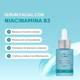 Srum Facial Niacinamida B3 Y cido Hialurnico Hidratante Antiedad Para Piel Sensible Con Aloe Vera Y Hamamelis Suero Ligero De Uso Diario 30 Ml  Serum 