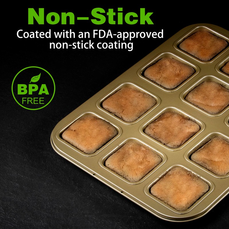 Tiawudi 2 Pack Brownie Pan, Non-stick Bakeware for Bread and