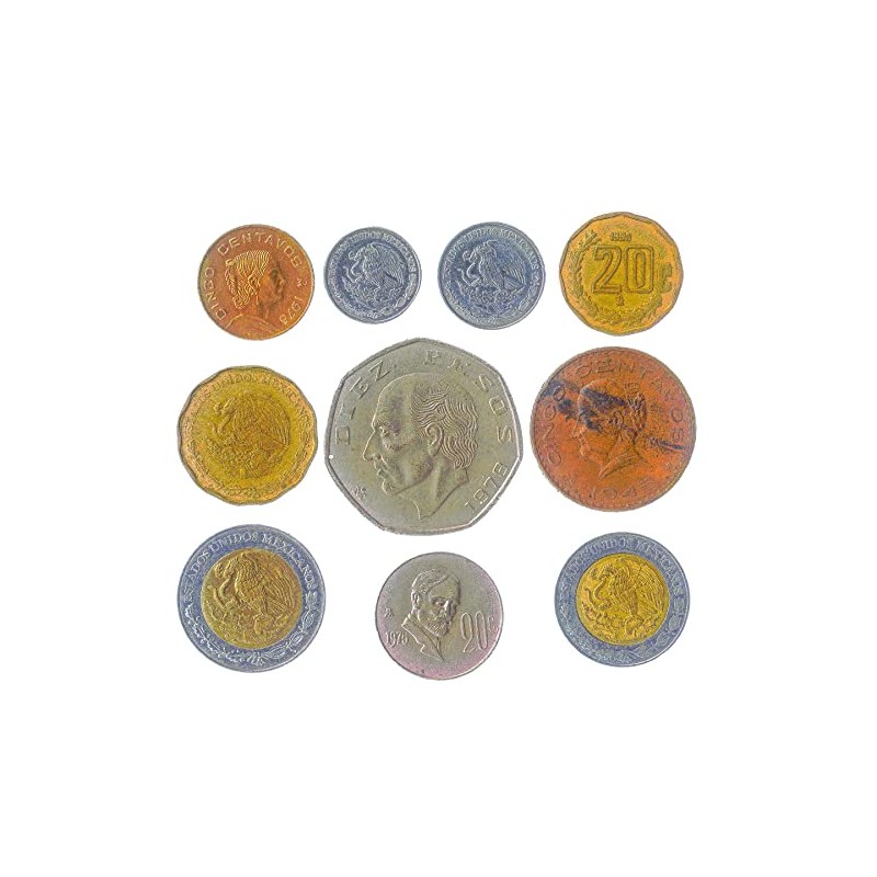 Mexico 10 Mixed Coins | Pesos | Centavos | Mexican