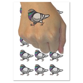Strutting Common Rock Pigeon Bird Temporary Tattoo Water Resistant Fake Body Art Set Collection - 15 2" Tattoos (1 Sheet)