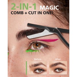 BALUCA - Tijeras para cejas con peine, cortador profesional de cejas de acero inoxidable para mujeres y hombres, tijeras recortadoras de cejas de precisión de doble diseño para un aseo sin esfuerzo