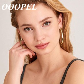 OOOPEL Gold Hoops Earrings for Women Hypoallergenic Large Gold Oval Hoop Earrings Lightweight 14K Gold Plated Hoops Earring for Women Jewelry Gifts 30/40/50/60mm