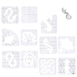 11 Pieces Quilting Template Set with Low Shank Ruler Foot and Non-Slip Stickers, Complete Set for Free Movement, Sewing Machine Accessories and Crafts