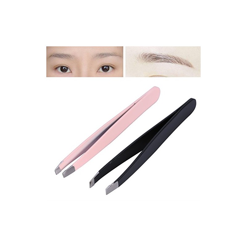 Pinzas de cejas de acero inoxidable Modern Rosa, 2 piezas