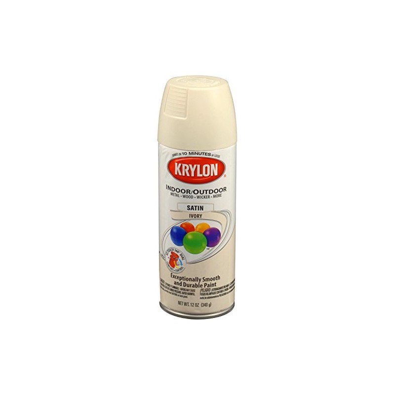 Krylon K05351007 ColorMaster Paint + Primer, Satin, Ivory, 12 oz.