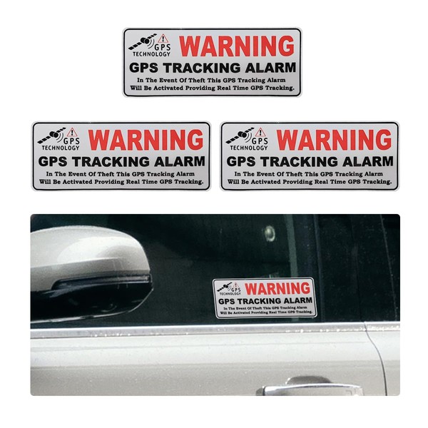 KVAEY 3 PCS Warning GPS Tracking Alarm Car Stickers, 1.6"