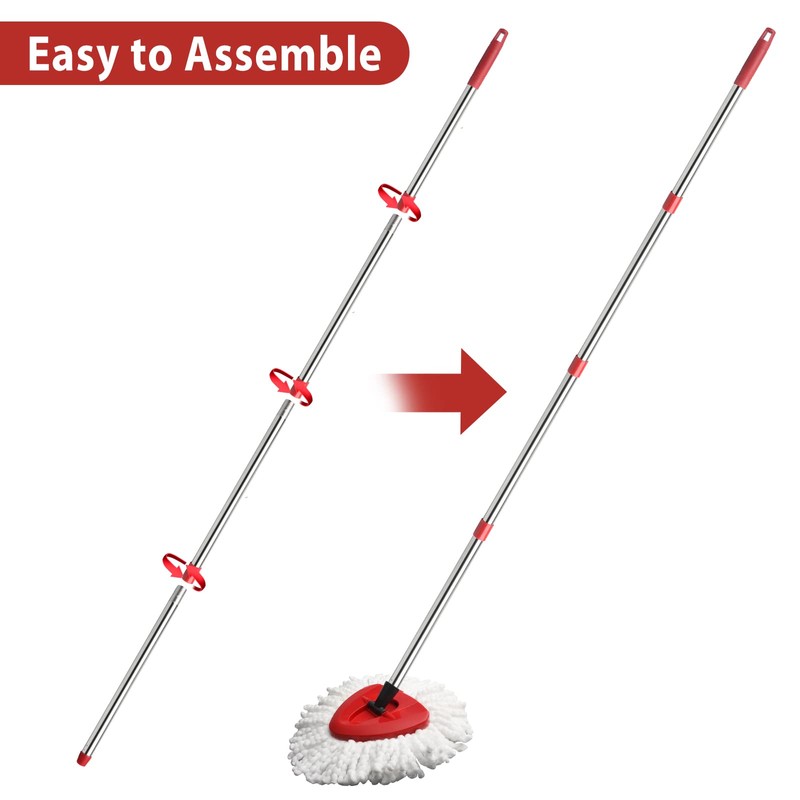 HiBaBy 4-Section Spin Mop Replacement Handle- 2.5-5 Foot Mop Replacement