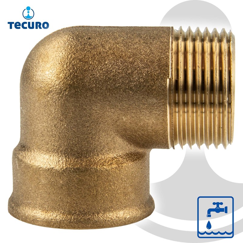 tecuro Brass angle 90° internal x external thread 1 inch,