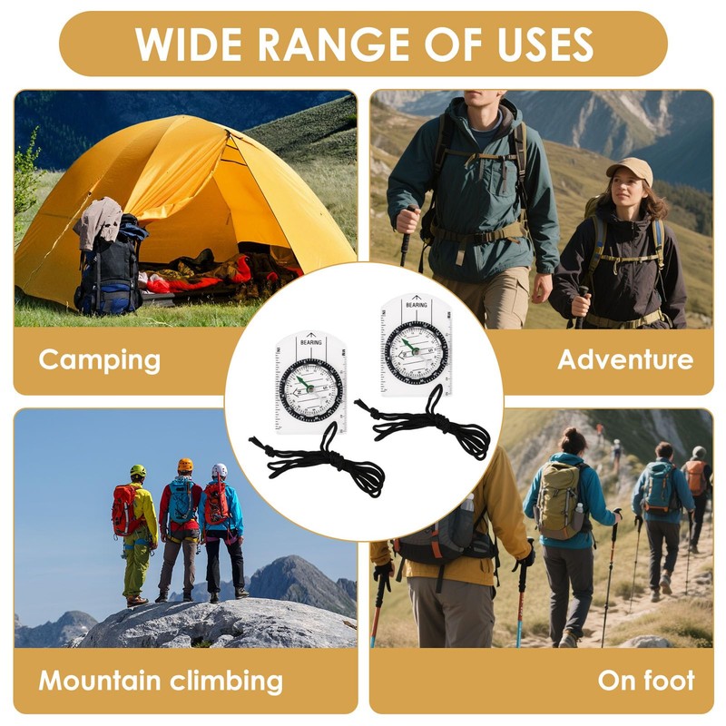 2-Pack Professional Baseplate Ruler for Hiking | Map Ruler with