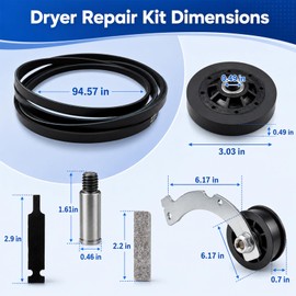 Dryer Rebuild Repair Kit for Speed Queen, Include RB170002 Dryer Roller Kit & D516792 ldler Pulley & D511255P Cylinder Belt & RB170003 Drum Glide Kit, for Speed Queen 1992 and Newer Repair Parts