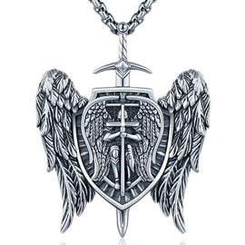 Odinstone 925 Sterling Silver St Michael/St Christopher/St Benedict/Jesus Crucifix/St Uriel/Archangel Raphael Medal Necklace for Men Women Religious Amulets Jewelry Gifts, One Size