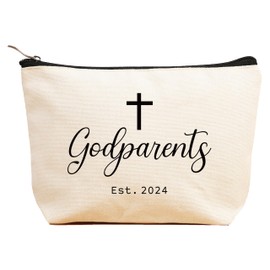 Godparents Godmother Gift,First Time Godparents Gift,Godparents Proposal Gift,Pregnancy Announcement Gift,Godparents to Be,Christening Baptism Christmas Gift-Makeup Bag,Cosmetic Pouch,Travel Case
