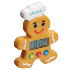 KitchenCraft Let's Make Digital Kitchen Timer with Novelty Gingerbread Man Design, Plastic, 100 Minutes, 12 x 3 x 16.5 cm