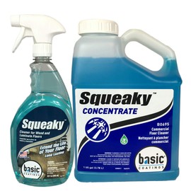 NEW Basic Coating Squeaky Spray Bottle 32 fl oz + Basic Coating Squeaky Concentrate 1 Gallon Hardwood Floor Cleaner