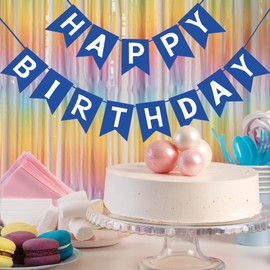 Laroder Blue Happy Birthday Banner Royal Blue Birthday Decorations for Women Men Girls Boy Friends Happy Birthday Sign for Backdrop Wall Office Birthday Party Supplies Stuff Paper Banner