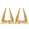 Gold Tone Hollow Casting Triangular Bamboo Hoop Earrings, 2 Inches