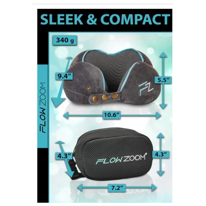 decorUhome Memory Foam Travel Pillow Adjustable 360° Chin&Neck Support,Washab