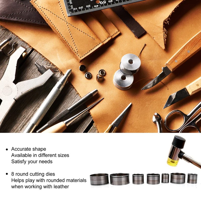 8 Pcs Leather Round Hole Punch Set Alloy Steel Leather