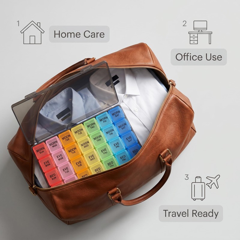 JEERSNP Pill Box 7 Days 4 Compartments Per Day Pill