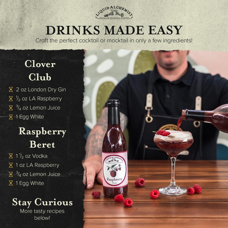 Liquid Alchemist Raspberry Syrup for Drinks - Real Ingredients Make