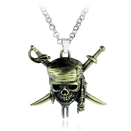 Viking Pirate Skull Necklace for Men, Gothic Skull Head Pendant Necklace with 19.7 Inch Chain, Crossed Swords Necklace, Punk Skull Jewellery Charm Gift, NO