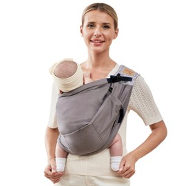 vrbabies Baby Sling Carrier Newborn, Adjustable Easy Wearing Baby Nursing Warp Sling, New Mom Dad Soft Cotton Baby Front Holder Carrier for Infant Toddler Life Travel Essential Gifts(Brown)