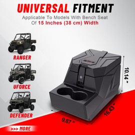 StarknightMT UTV Center Console Armrest Box with Cup Holders, Universal Fit Bench Seat Storage Compatible with Ranger 1000/ XP, Uforce 1000/XL, Defender HD5/7/8/9/10, Mule, Pioneer 700 1000