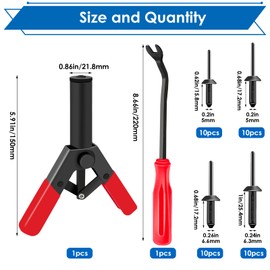 smseace 42Pcs Plastic Rivet Gun Kit, Including 40Pcs 4-Sizes Plastic Pop Rivets,1Pcs Plastic Rivet Removal Tool,1pcs Plastic Rivet Tool for The Home or Automotive interiors