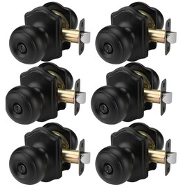 Haidms Black Door Knobs, Matte Black Privacy Door Knobs Interior, Black Interior Door Knob, Indoor Black Knob Door, Matte Black Door Knob, Bathroom Door Knobs, Bedroom Door Knob(6 Pack)