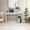 Topeakmart Small White Computer Desk with Drawers and Printer Shelves,