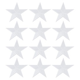 PATIKIL Star Iron-on Patches, 12 Pcs Sew on Star Embroidered Patches Appliques Embellishments for Clothing Jackets Hat Backpack Repairing Decorations, White, 3.2" x 3.2"