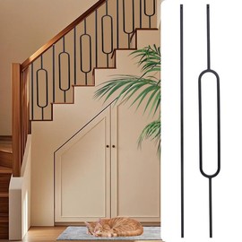 10 Pack Wrought Iron Balusters, CXRCY Deck Balusters for Staircase Interior -Metal Balusters Hollow Black (5 Oval & 5 Straight)