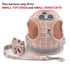 Zunea No Pull Small Dog Harness and Lead Set Adjustable Reflective Step-in Chihuahua Vest Harnesses Mesh Padded Plaid Escape Proof Puppy Jacket for Boy Girl Pet Dogs Cats Pink S