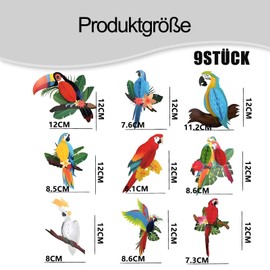 9 Stück Papagei Deko, Hawaii Deko Party, Hawaii Party Deko, Dschungel Deko Geburtstag, Hawai Deko, Tropical Deko Holz Tropenvogel-Bienenwabe-Hohlausschnitte für Garten Frühling Verzieren Party