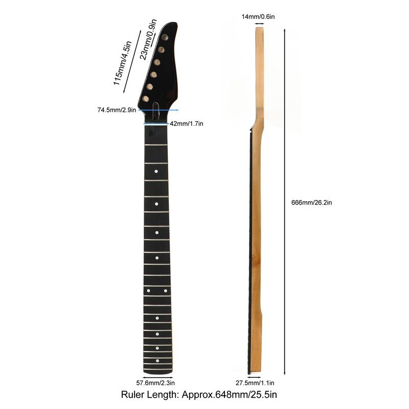 Electric Guitar Neck 22 Fret 10mm Tuner Hole Standard Professional