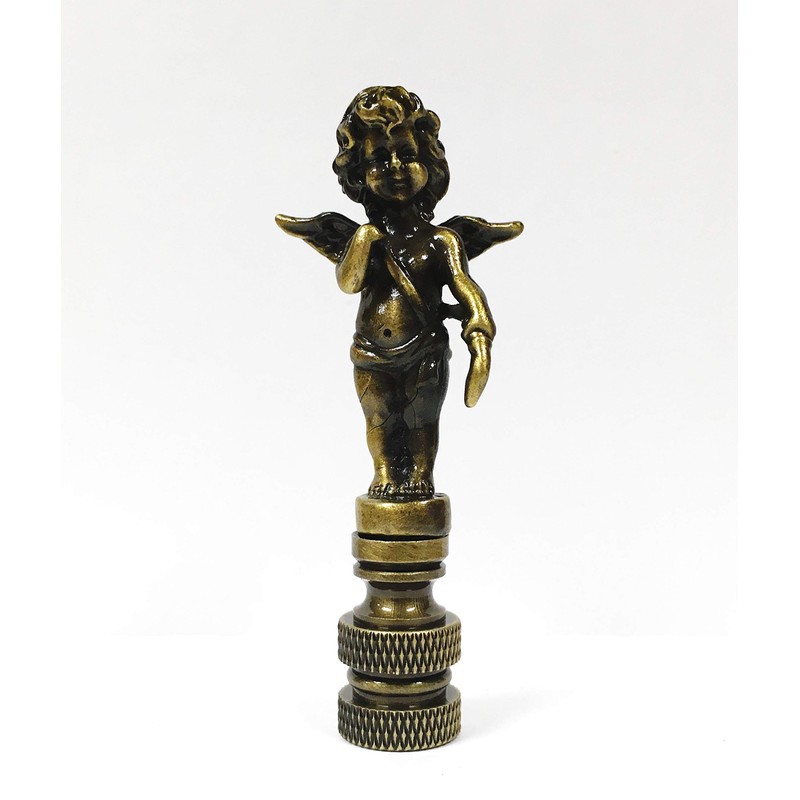 Lamp Finial-Cherub-Antique Brass Finish, Highly Detailed Metal Casting