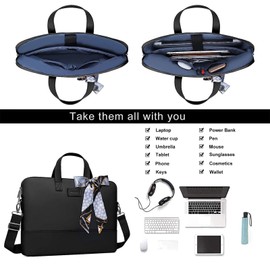 MOSISO Laptop Bag for Women, 15.6 inch Computer Bag Compatible with MacBook Pro 16 inch, HP, Dell, Lenovo, Asus, Razer Notebook, Laptop Shoulder Messenger Bag with Strap and Silk Scarf, Black