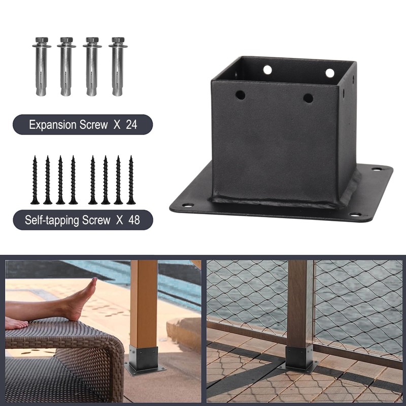 Zlinke 6 PCS Metal 4×4 Post Base,Inner Size 3.5"x3.5" Post