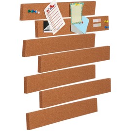 Chunful 8 Pcs Cork Strips Bulletin Bar Strip 15 x 2 x 0.5 Inch Mini Cork Board Strip with 50 Push Pins Self Adhesive Backing for Dorm Room Office School Rv Wall Decor