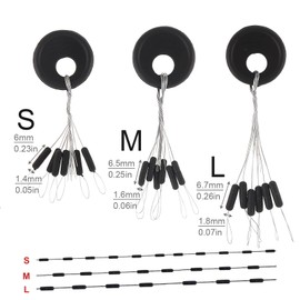 Conskyee 600 Pieces Fishing Rubber Bobber Stops, 6 in 1 Float Sinker Stopper, Soft Beads Stop for Fishing Line, Black Column Stoppers, Size L (L, M, S Available)