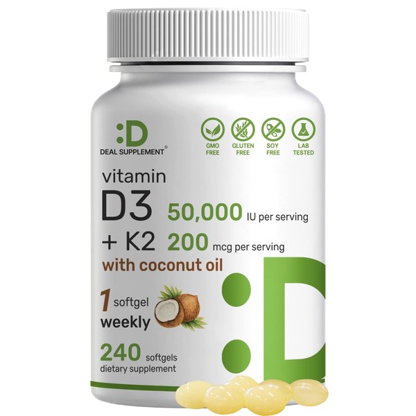DEAL SUPPLEMENT Vitamin D3 50,000 IU + K2 MK7 200mcg