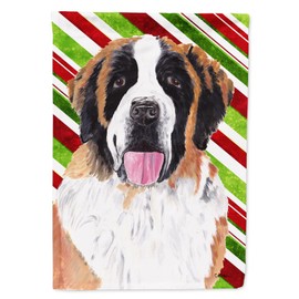 Caroline's Treasures SC9342GF Saint Bernard Candy Cane Holiday Christmas Garden Flag Mailbox Flag Decorative Yard Flag Banner Outside Patio Artwork Yard Flower Beds, Garden Size, Multicolor