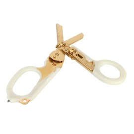Emergency Response Shears with Glass Breaker Stainless Steel Plastic Luminous Handle Foldable Trauma Shears for Outdoor Golden