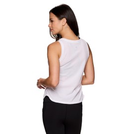 RBX Women's Cotton Blend Tank Top, Textured Breathable Workout Cami with Side Ruching for Running, Casual Wear, Fashion White XL