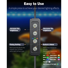 Pawfly 5.5 W Aquarium LED Light 19 Inch Underwater Fish Tank Light with Timer Auto On/Off Fish Tank Background Light with 8 Lighting Modes Submersible Multi-Colored Tube Light for Decoration