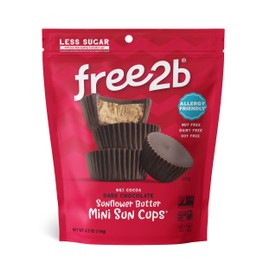 Free 2b Sunflower Butter Mini Sun Cups, School Safe and Allergy Friendly - Gluten-Free, Dairy-Free, Nut-Free, and Soy-Free - Dark Chocolate, 4.2 oz Resealable Bag (Pack of 3)