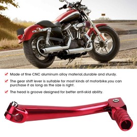 Motorcycle Shift Lever 11-14MM 0.43-0.55 Inch Shift Pedal Universal CNC Aluminum Alloy Folding Heel Cap Shift Arms Motorcycle Modification Part Accessories (Red)