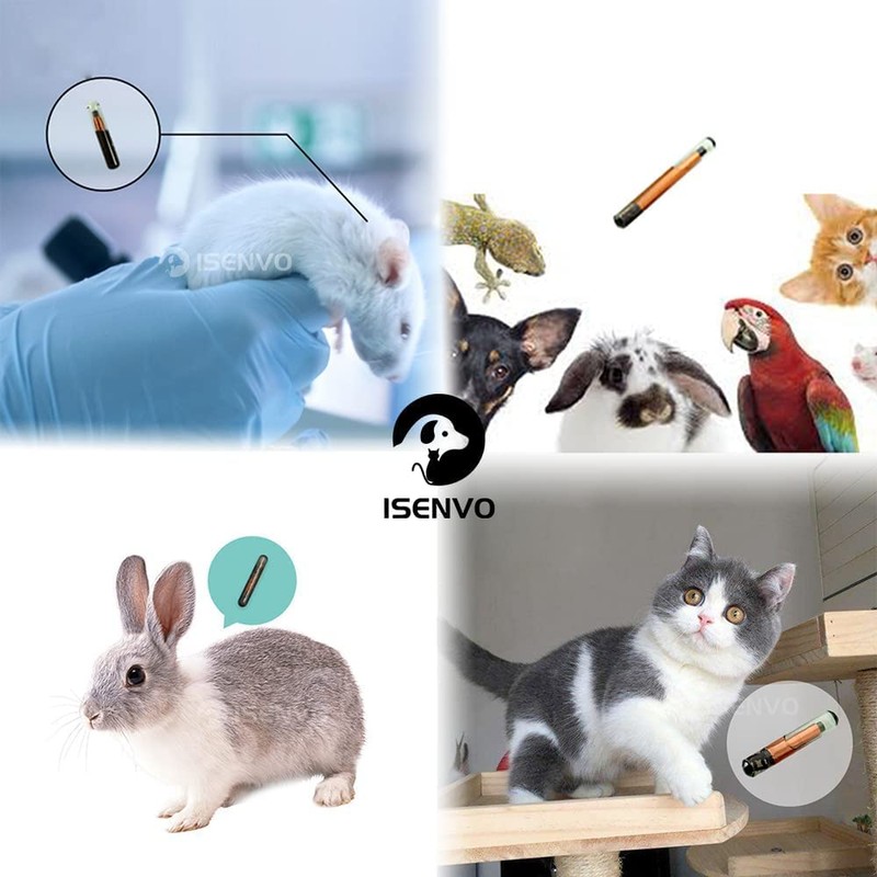 10 Packs, 2.12x12mm ISENVO Pet Microchips 134.2khz Registration Animal Implant