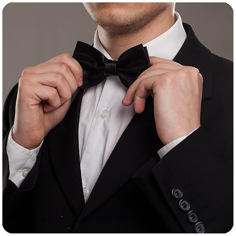 JRYXDS Men's Bow Tie, Black, Elegant Bow Tie, Classic Plain